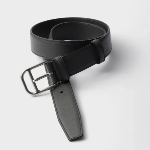 Elegant Prada Saffiano Leather Belt Anthracite Gray offering luxury style and durable craftsmanship