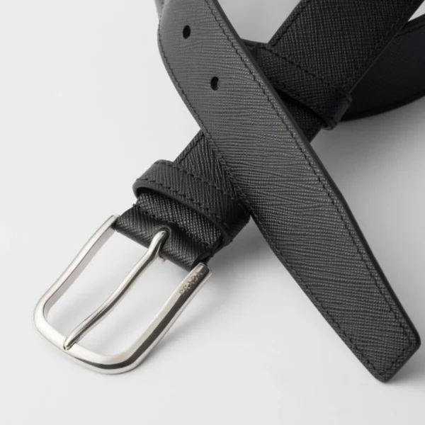 Elegant Prada Saffiano Leather Belt Black offering luxury style and durable craftsmanship