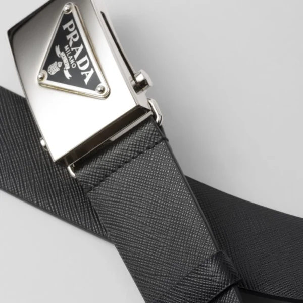 Luxury Prada Saffiano Leather Belt Black designed for timeless style and lasting durability