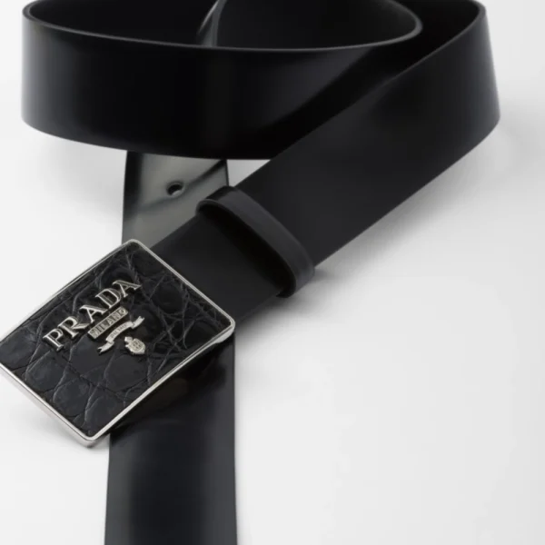 Elegant Prada Saffiano Leather Belt Black offering durable craftsmanship and classic style