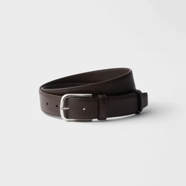 Prada Saffiano Leather Belt Coffee crafted from premium saffiano leather with refined Italian design