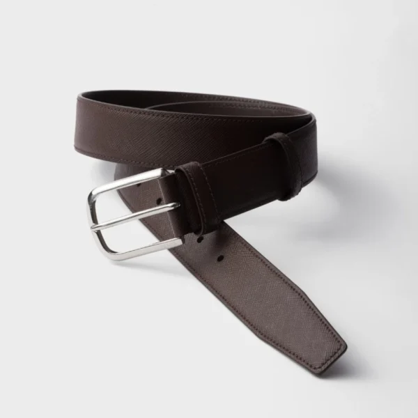 Elegant Prada Saffiano Leather Belt Coffee offering timeless sophistication and durable craftsmanship