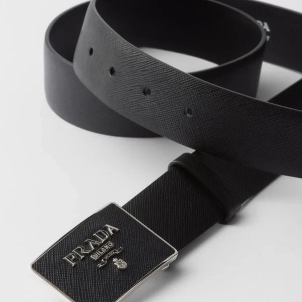 Luxury Prada Saffiano Leather Luxury Belt Black offering timeless style and durable craftsmanship