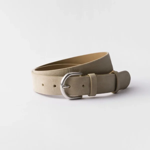 Prada Suede Belt Desert Beige crafted from premium suede with refined Italian design