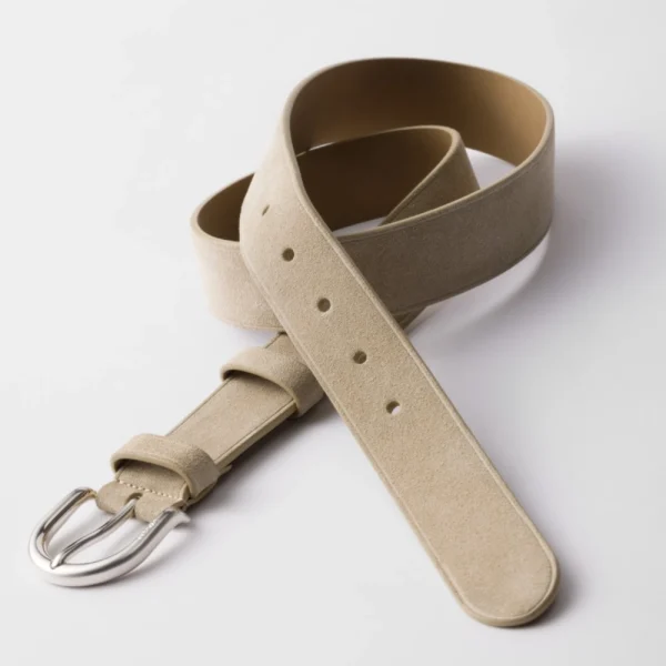 Elegant Prada Suede Belt Desert Beige offering timeless style and durable craftsmanship