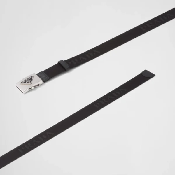 Stylish Prada Woven Re-Nylon Belt Black offering eco-friendly fashion and durable craftsmanship