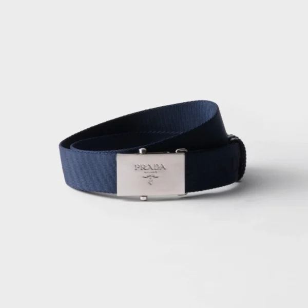 Prada Woven Re-Nylon Belt Navy crafted from sustainable woven nylon with classic Italian design
