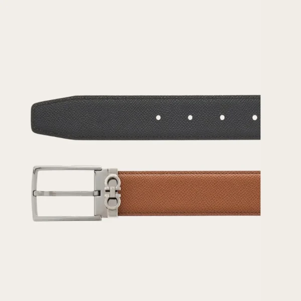 Versatile Ferragamo Gancini Belt featuring reversible leather and adjustable fit for modern Italian elegance