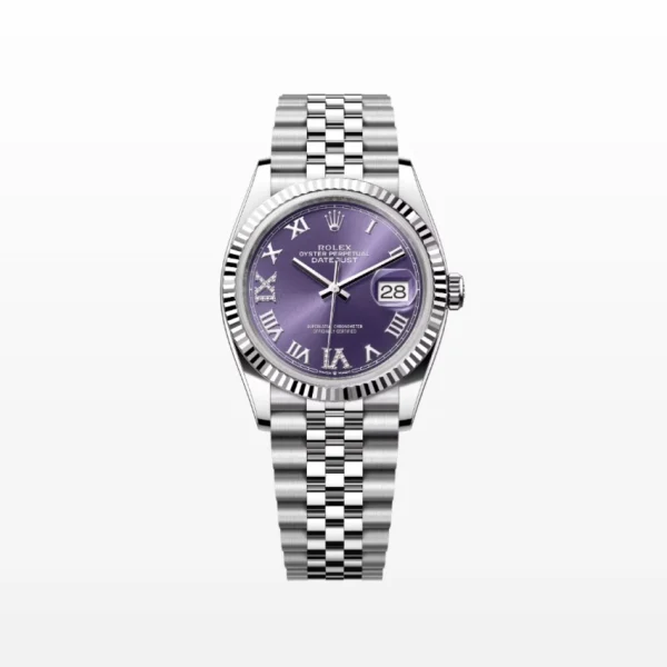 Rolex Datejust 36 men's watch with diamond-set aubergine dial and Jubilee bracelet