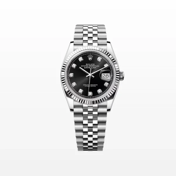Rolex Datejust 36 men's watch with diamond-set bright black dial and Jubilee bracelet