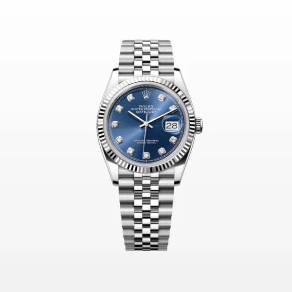 Rolex Datejust 36 men's watch with diamond-set bright blue dial and Jubilee bracelet