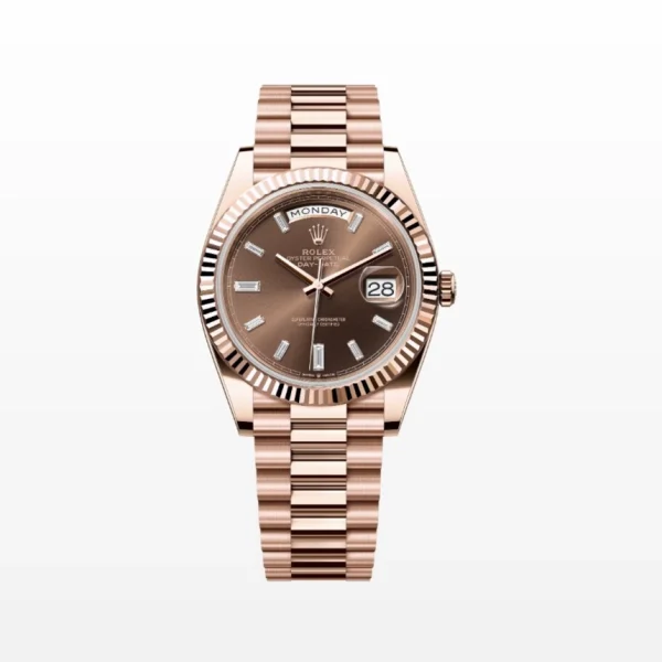 Rolex Day-Date 40 Chocolate men's watch with diamond-set dial and President bracelet