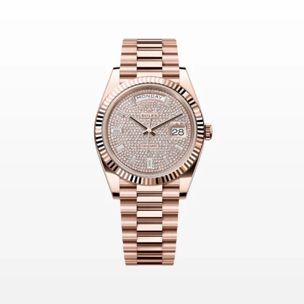 Rolex Day-Date 40 men's watch with diamond-paved dial and President bracelet