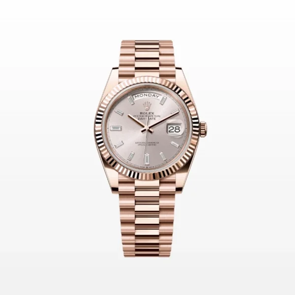 Rolex Day-Date 40 Sundust men's watch with diamond-set dial and President bracelet