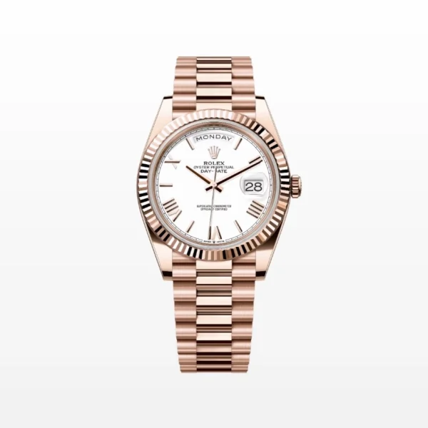 Rolex Day-Date 40 White men's watch with white dial and President bracelet