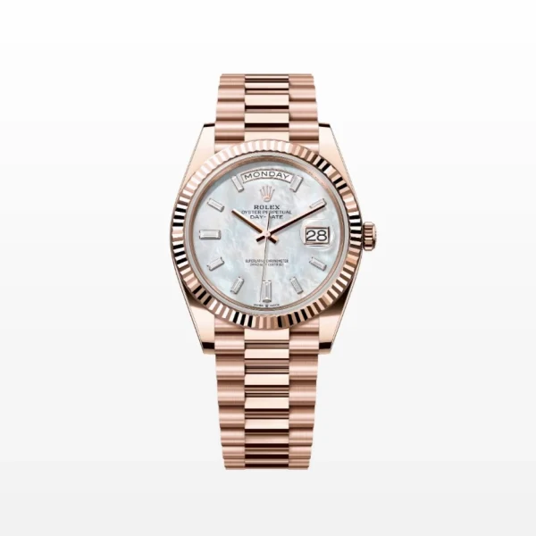 Rolex Day-Date 40 White Mother-of-Pearl men's watch with diamond-set dial and President bracelet