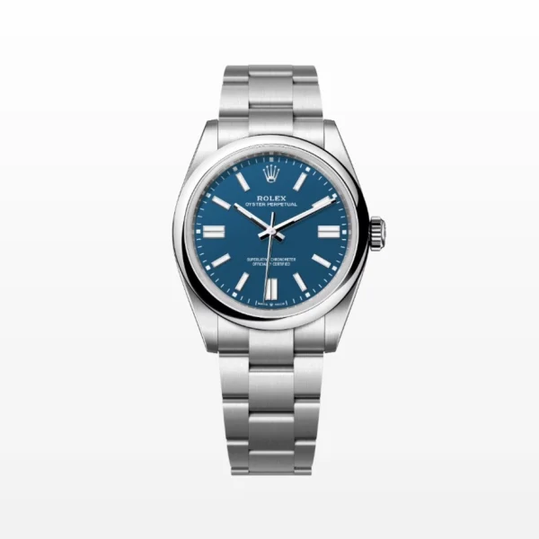 Rolex Oyster Perpetual 41 men's watch with medium blue dial and Oyster bracelet