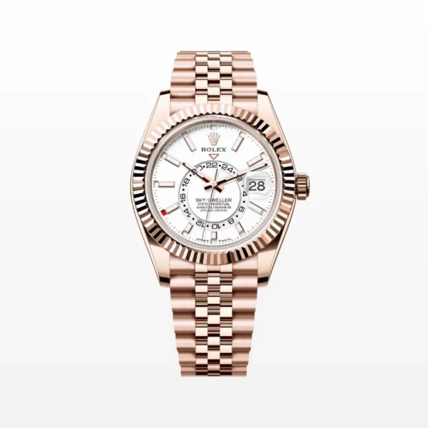 Rolex Sky-Dweller men's watch with intense white dial and Oyster bracelet