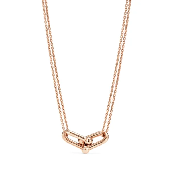 Tiffany HardWear Large Double Link Pendant in rose gold featuring bold sculptural links and modern design