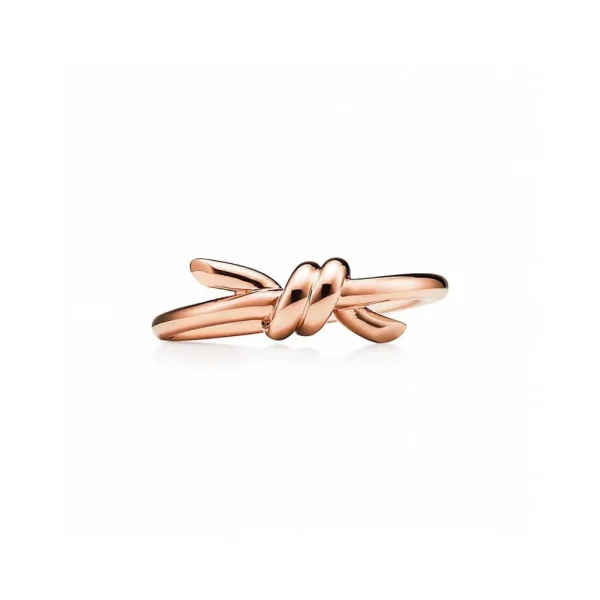 Tiffany Knot Ring in rose gold featuring elegant intertwined knot design and polished finish