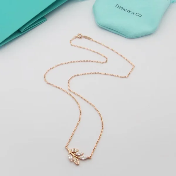 Tiffany Victoria™ Diamond Vine necklace displayed flat to show symmetrical floral motif and fine craftsmanship
