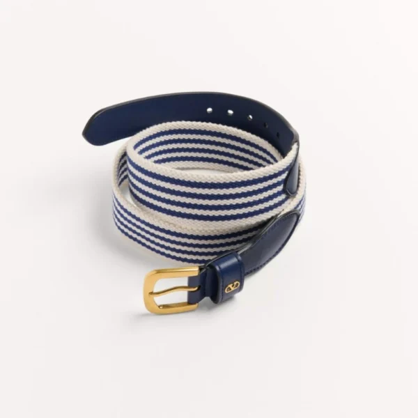 Elegant Valentino VLogo Signature Belt in Ribbon and Calfskin 35mm combining modern design with iconic VLogo buckle
