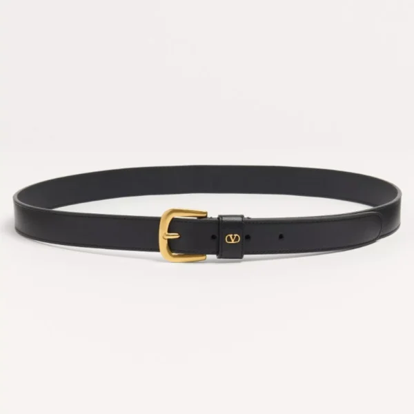 Valentino VLogo Signature Belt in Shiny Calfskin 25mm crafted from polished calfskin with iconic VLogo buckle