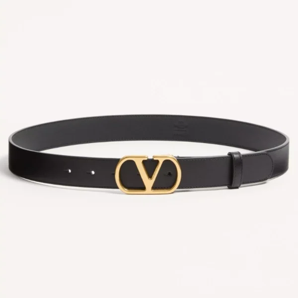 Valentino VLogo Signature Belt in Shiny Calfskin 30mm featuring sleek Italian design and iconic logo buckle