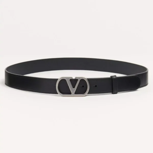 Valentino VLogo Signature Belt in Shiny Calfskin 30mm showcasing polished leather and signature Italian craftsmanship