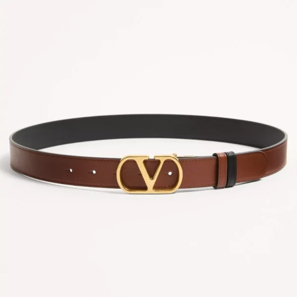 Valentino VLogo Signature Belt in Shiny Calfskin 30mm showcasing polished leather and iconic Italian craftsmanship