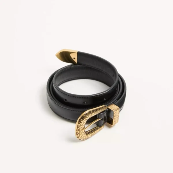 Elegant Valentino VLogo Signature Brushed Calfskin Belt 20mm offering refined Italian style and premium craftsmanship