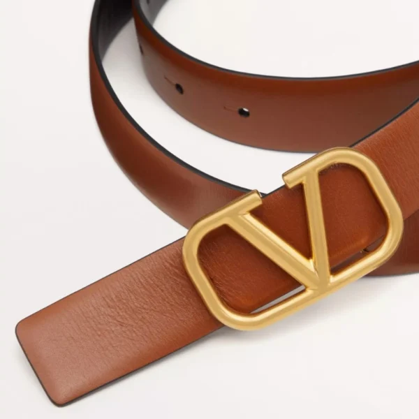 Elegant Valentino VLogo Signature Calfskin Belt 30mm Saddle Brown offering timeless Italian craftsmanship and durable quality