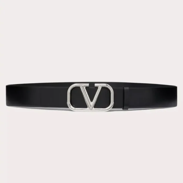 Valentino VLogo Signature Calfskin Belt 40mm crafted from premium calfskin with bold VLogo buckle