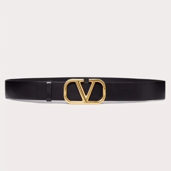 Valentino VLogo Signature Calfskin Belt 40mm crafted from smooth calfskin with iconic VLogo buckle