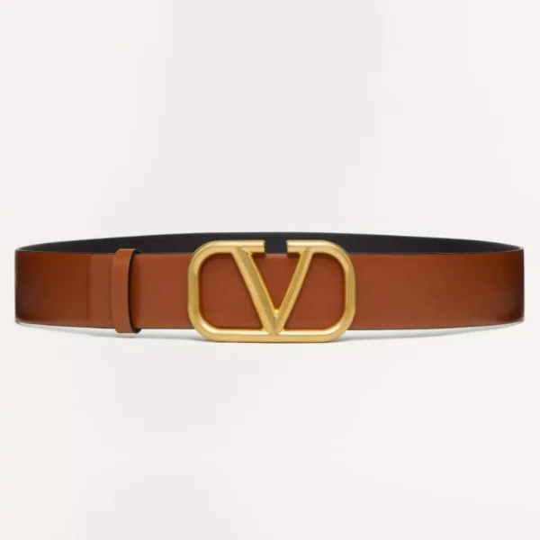 Valentino VLogo Signature Calfskin Belt 40mm Saddle Brown crafted from rich calfskin leather with iconic VLogo buckle
