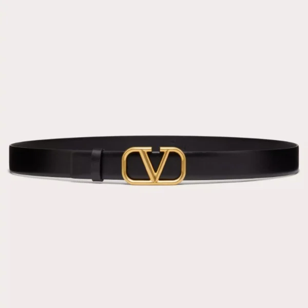 Valentino VLogo Signature Calfskin Belt crafted from luxurious calfskin with iconic VLogo buckle