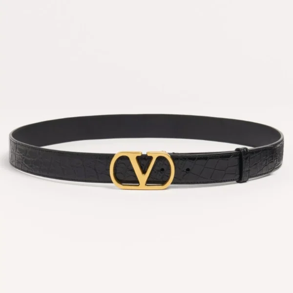 Valentino VLogo Signature Crocodile Belt 30mm crafted from luxurious crocodile leather with iconic VLogo buckle
