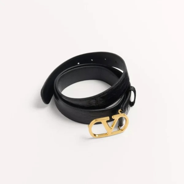 Elegant Valentino VLogo Signature Crocodile Belt 30mm offering timeless Italian sophistication and premium craftsmanship