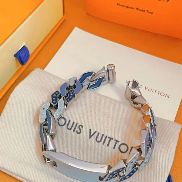 Louis Vuitton Cuban Chain Bracelet worn on wrist adding a statement designer edge