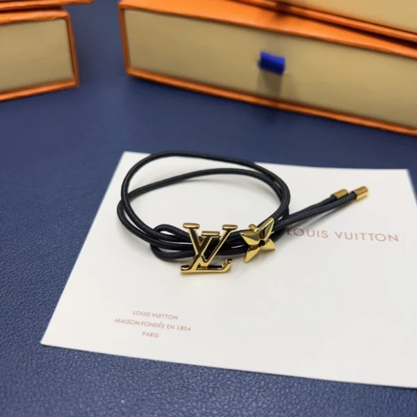 Louis Vuitton LV Bloom Bracelet Black with elegant floral charm and signature LV accent