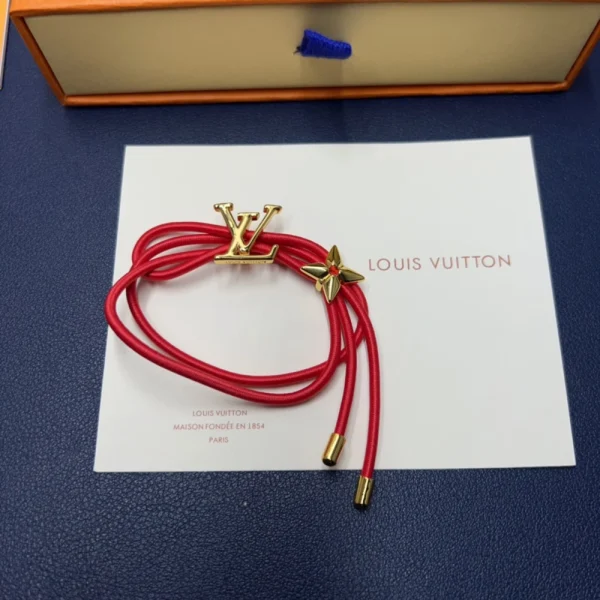Louis Vuitton LV Bloom Bracelet Red featuring vibrant floral motif and signature LV emblem