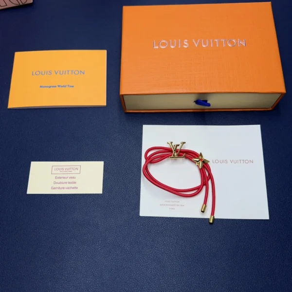 Branded packaging presenting Louis Vuitton LV Bloom Bracelet Red with protective pouch