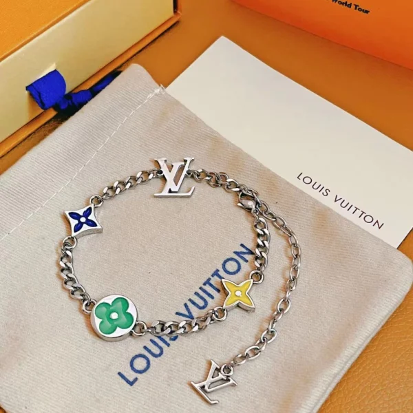 LV Monogram Row Bracelet crafted from signature monogram canvas with refined metallic clasp