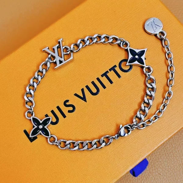 Side view of Louis Vuitton LV Spike Bracelet with polished finish and secure clasp