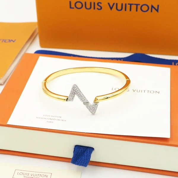 Louis Vuitton LV Volt Upside Down Bracelet in yellow gold with diamond accents and signature LV motif