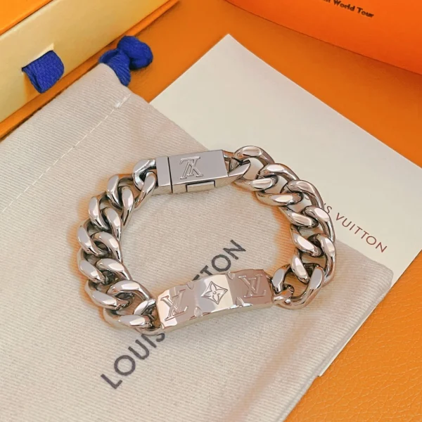 Louis Vuitton Monogram Chain Bracelet LV-BL78 featuring classic monogram engraving and sleek chain design