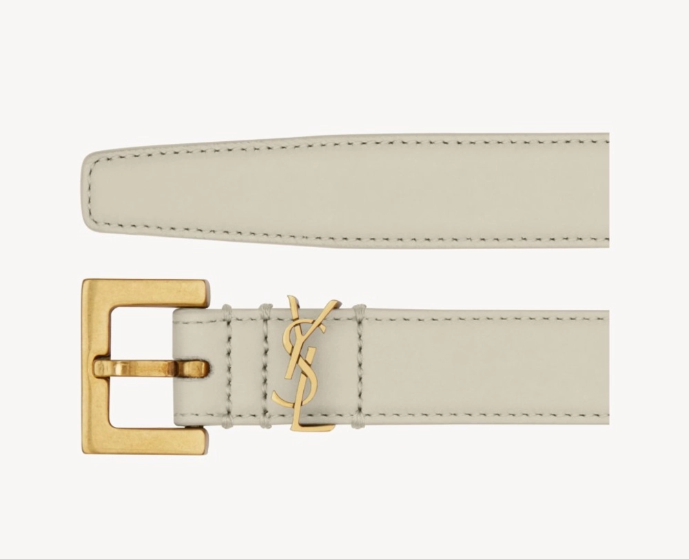 YSL Cassandre thin box Saint Laurent leather belt with square buckle high fashion designer belt