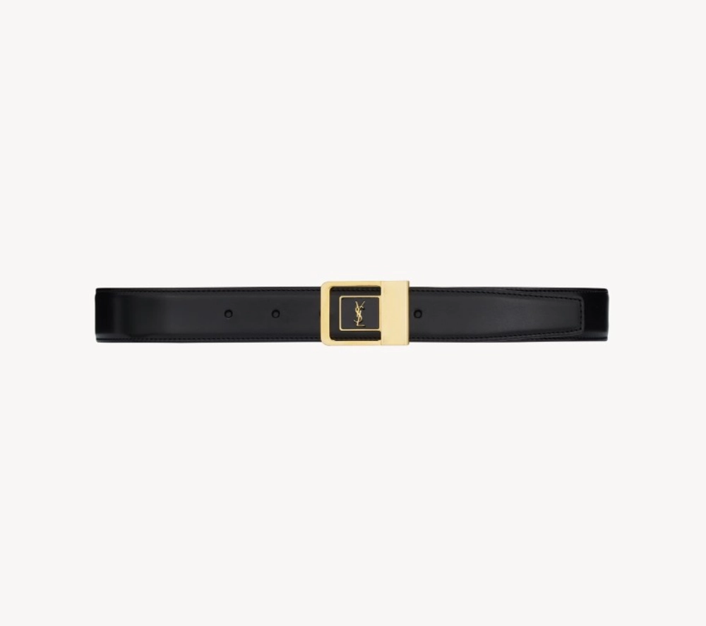 Saint Laurent LA 66 buckle belt in lacquered leather luxury designer accessory