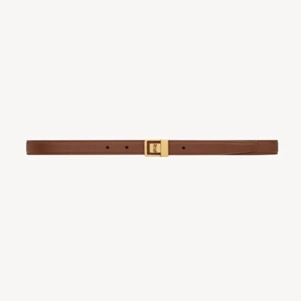 Luxury Saint Laurent LA 66 thin grained lambskin leather belt with YSL buckle