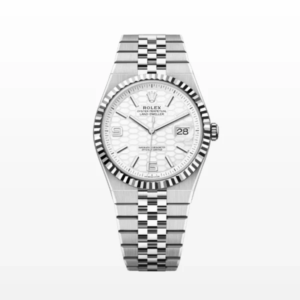 Rolex Sea-Dweller 40 White Gold luxury diving watch with white dial, unidirectional rotating bezel, and Oyster bracelet combining elegance and durability